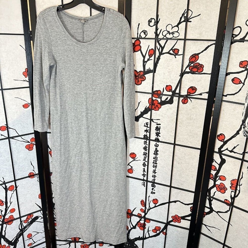 J Jill Gray Full Length Knit Maxi Dress Size M Longsleeves Wool Blend